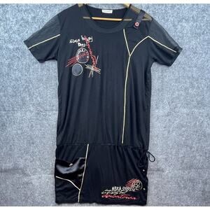 Darkwin Dress‎ Womens Medium Black Drop Waist Sheer Alloha Streetwear Designer